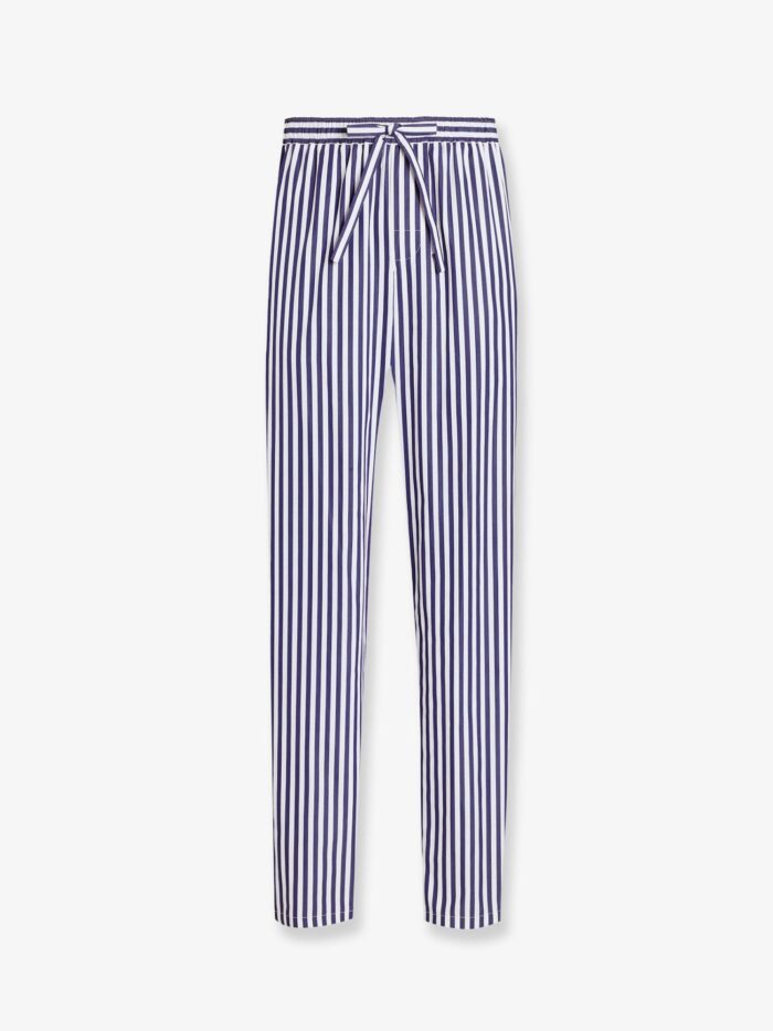 dolce & gabbana cotton and silk trousers with striped motif Dolce & Gabbana Cotton And Silk Trousers With Striped Motif