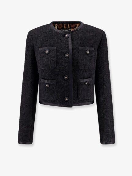 Dolce & Gabbana Cotton And Viscose Blazer With Animalier Print Lining