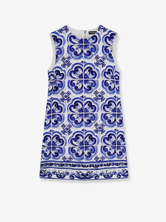 dolce & gabbana cotton and viscose dress with maiolica print Dolce & Gabbana Cotton And Viscose Dress With Maiolica Print
