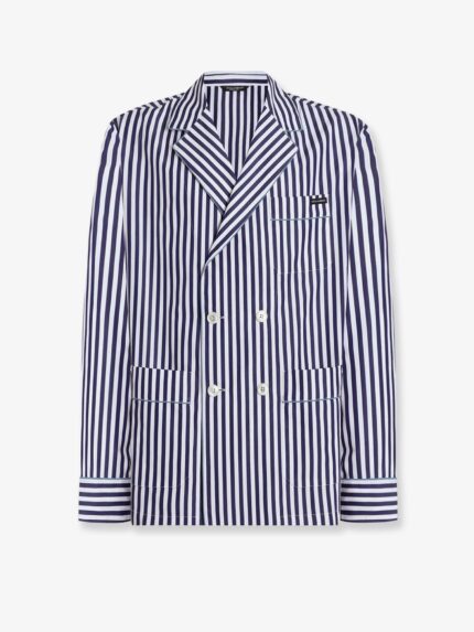 Dolce & Gabbana Cotton Blazer With Striped Motif