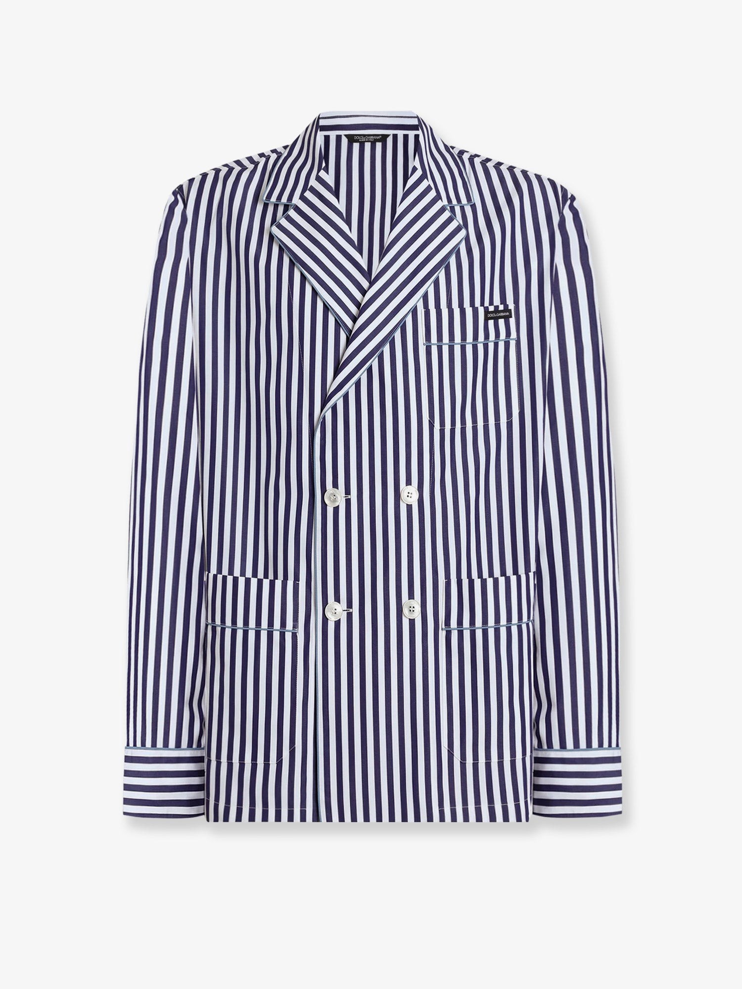 Dolce & Gabbana Cotton Blazer With Striped Motif