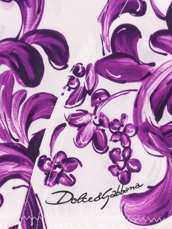 Dolce & Gabbana Cotton Blend Bustier Top With Maiolica Print