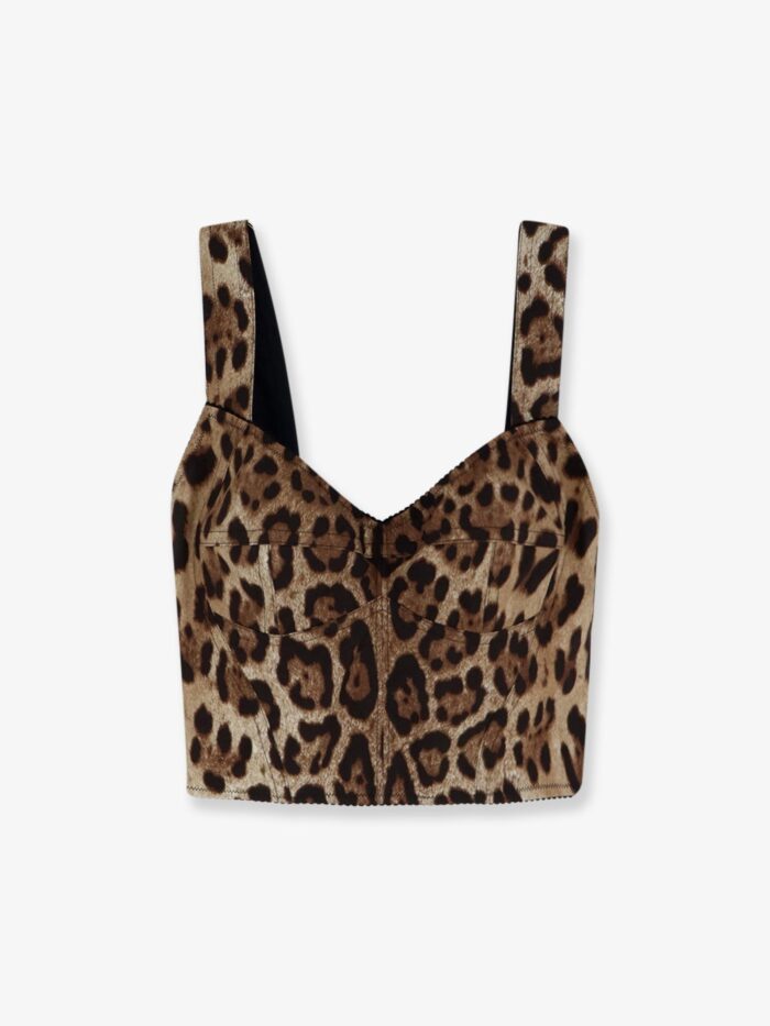 dolce & gabbana cotton blend top with animal print Dolce & Gabbana Cotton Blend Top With Animal Print