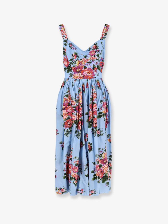 Dolce & Gabbana Cotton Dress With Bouquet Flowers Print