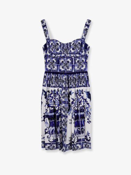 Dolce & Gabbana Cotton Dress With Maiolica Print