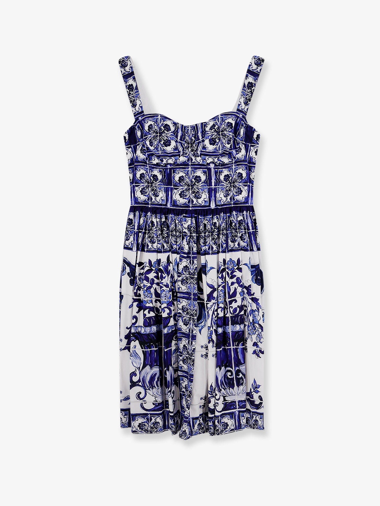 Dolce & Gabbana Cotton Dress With Maiolica Print