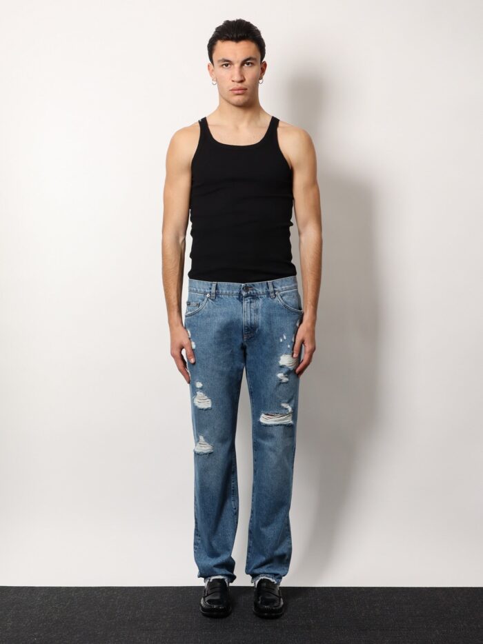 Dolce & Gabbana Cotton Jeans With Rippings Detail