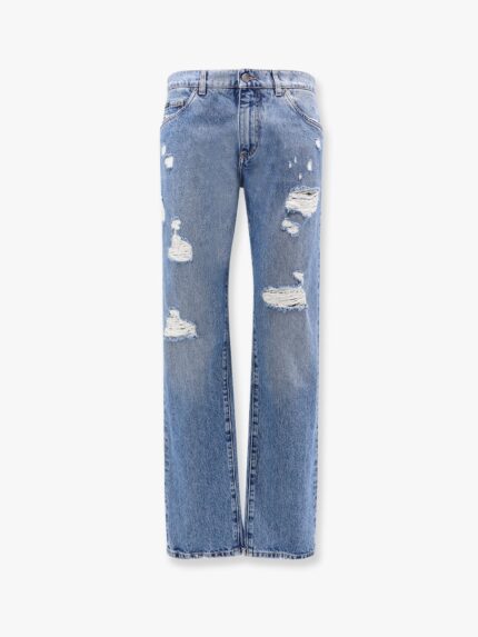 Dolce & Gabbana Cotton Jeans With Rippings Detail