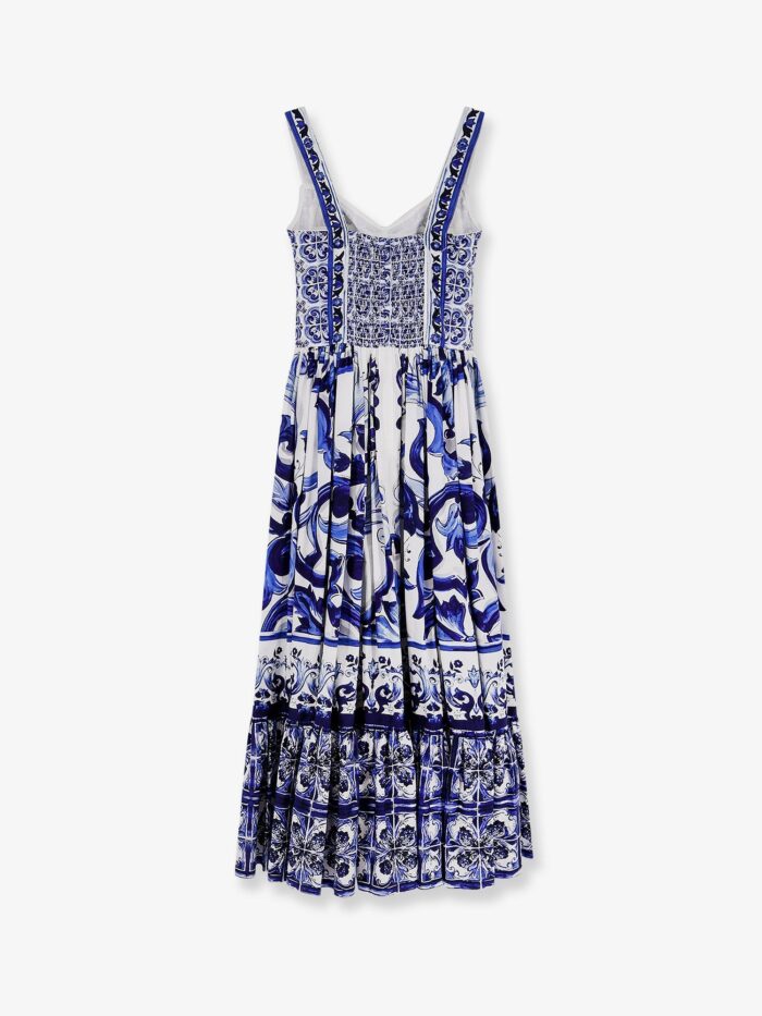 Dolce & Gabbana Cotton Long Dress With Maiolica Print