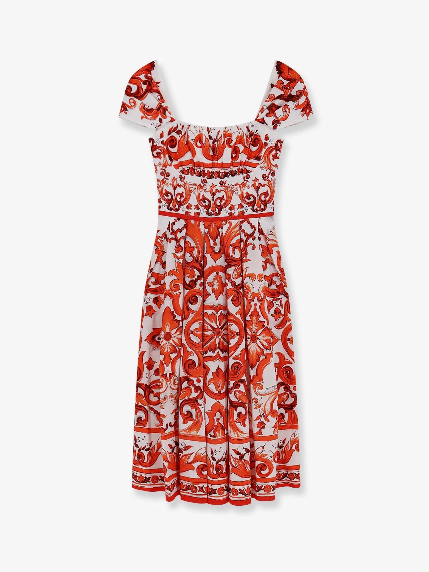 Dolce & Gabbana Cotton Long Dress With Maiolica Print