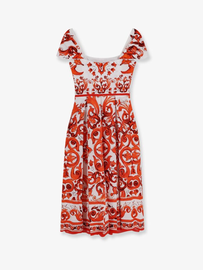 Dolce & Gabbana Cotton Long Dress With Maiolica Print