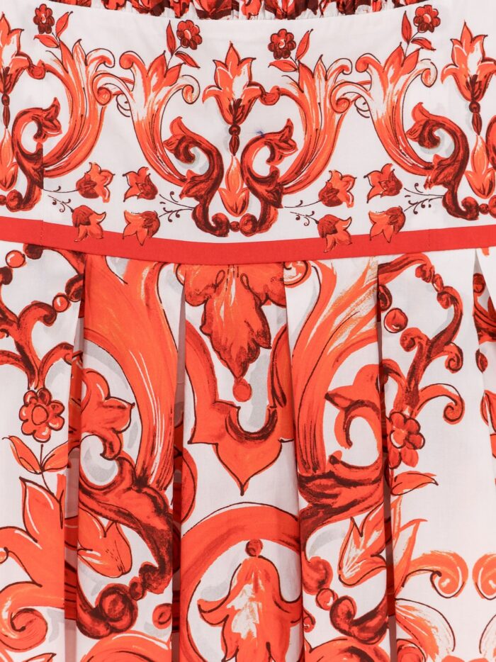 Dolce & Gabbana Cotton Long Dress With Maiolica Print