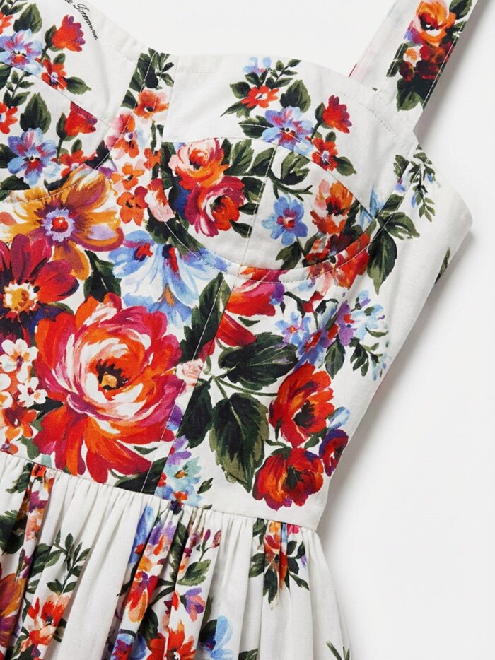 Dolce & Gabbana Cotton Midi Dress With Iconic Print