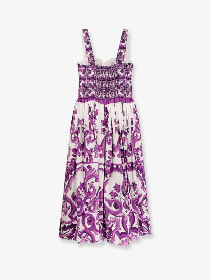 Dolce & Gabbana Cotton Midi Dress With Maiolica Print