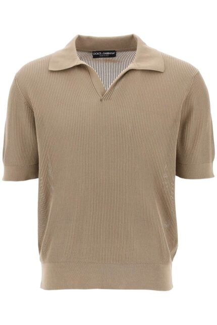 DOLCE & GABBANA Cotton Ribbed Perforated Polo Shirt