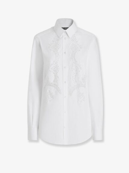 Dolce & Gabbana Cotton Shirt With Floral Embroideries