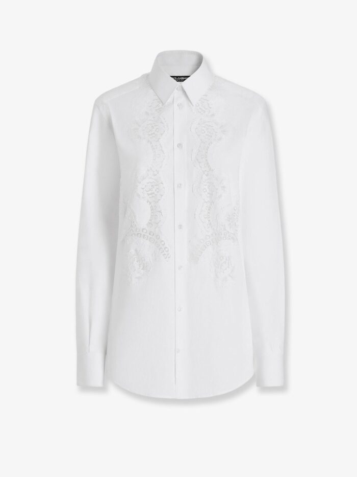 dolce & gabbana cotton shirt with floral embroideries Dolce & Gabbana Cotton Shirt With Floral Embroideries