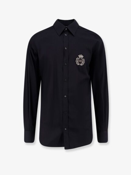 Dolce & Gabbana Cotton Shirt With Iconic Logo On The Front