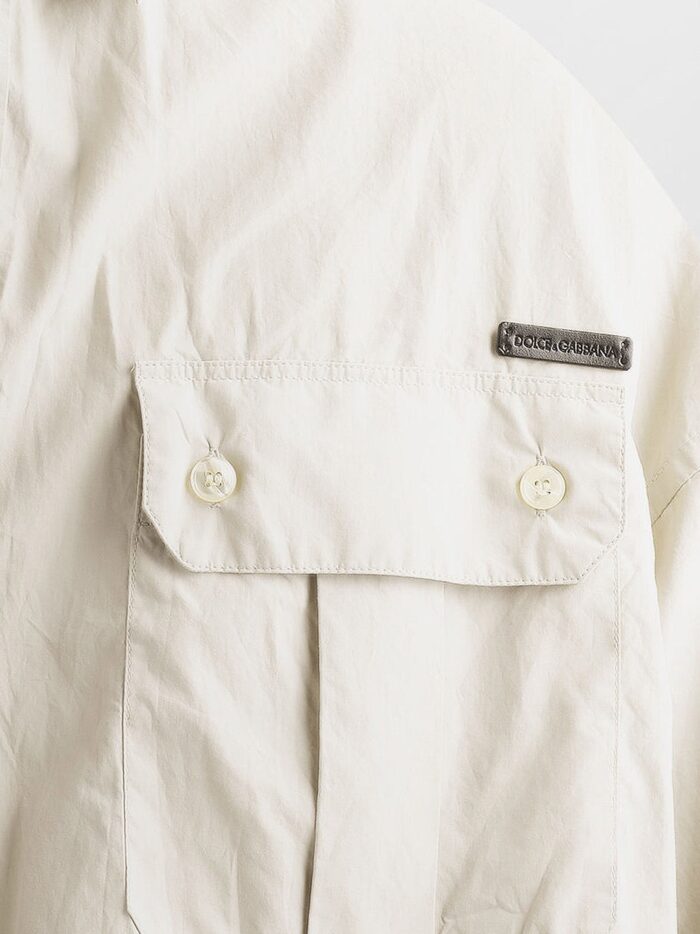 Dolce & Gabbana Cotton Shirt With Leather Logo Patch