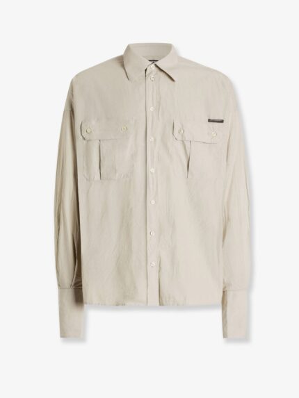 Dolce & Gabbana Cotton Shirt With Leather Logo Patch