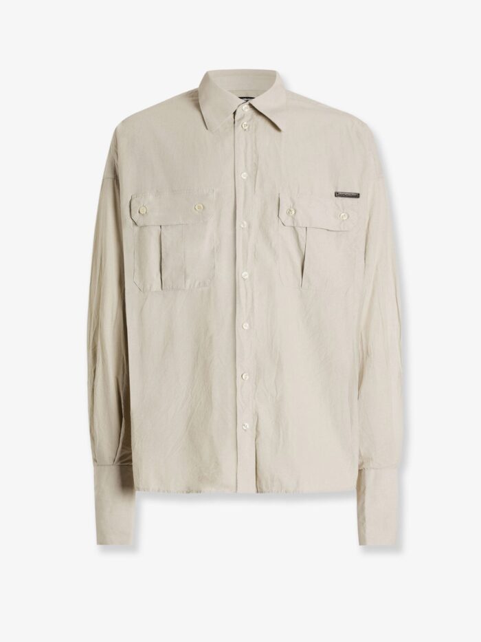 Dolce & Gabbana Cotton Shirt With Leather Logo Patch