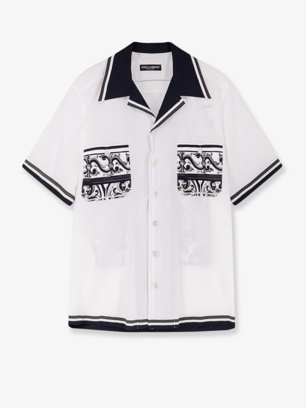 Dolce & Gabbana Cotton Shirt With Maxi Maiolica Print On The Back