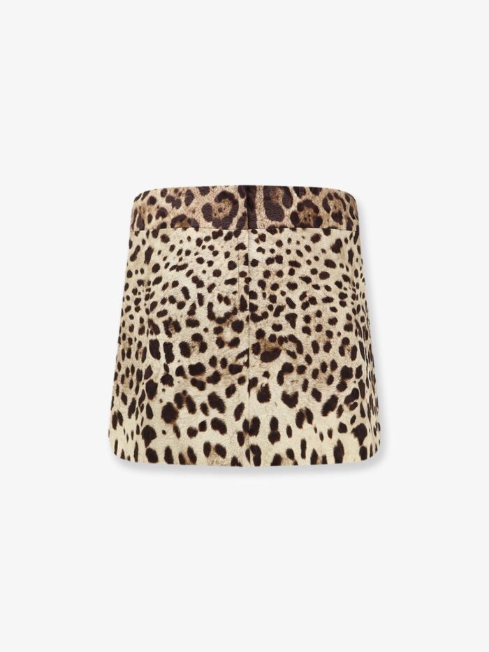 Dolce & Gabbana Cotton, Silk And Viscose Mini Skirt With Animal Motif