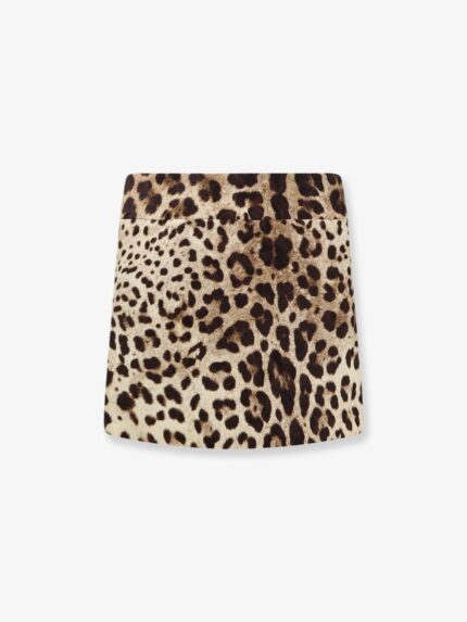 Dolce & Gabbana Cotton, Silk And Viscose Mini Skirt With Animal Motif