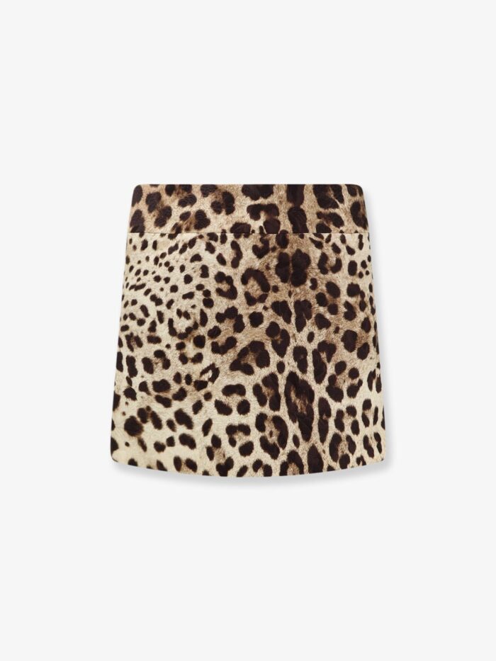 dolce & gabbana cotton, silk and viscose mini skirt with animal motif Dolce & Gabbana Cotton, Silk And Viscose Mini Skirt With Animal Motif