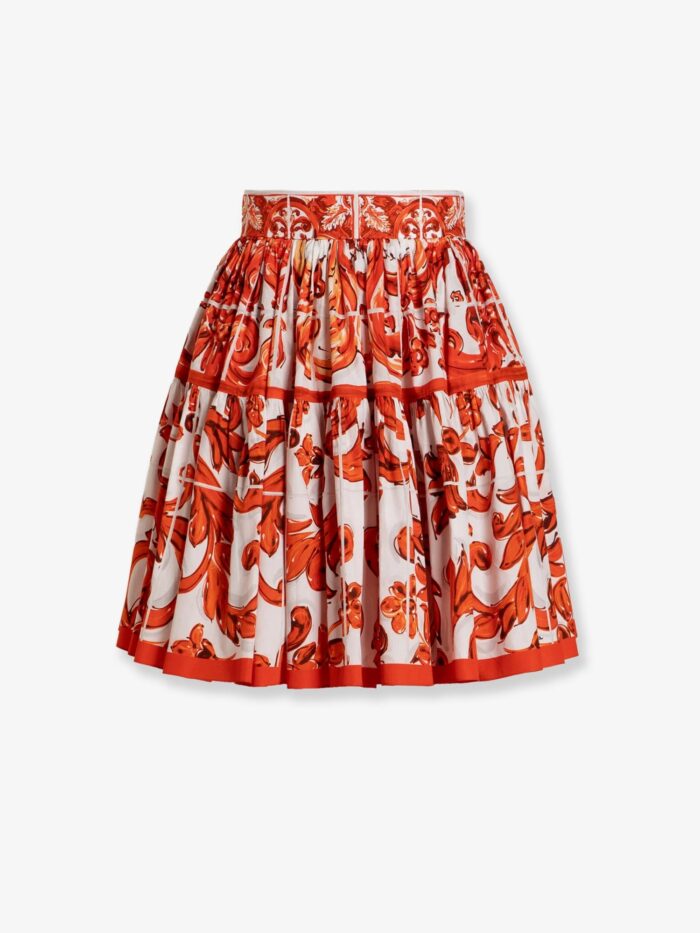 Dolce & Gabbana Cotton Skirt With Maiolica Print