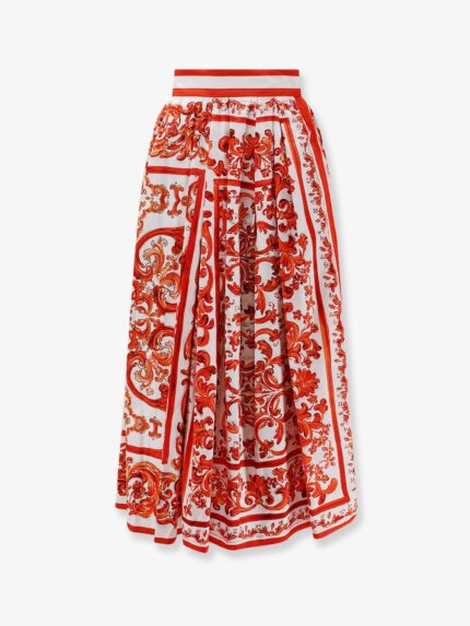 Dolce & Gabbana Cotton Skirt With Maiolica Print