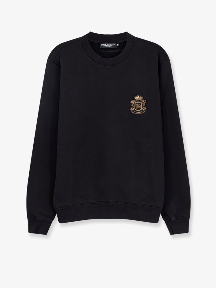 dolce & gabbana cotton sweatshirt with heraldic logo patch Dolce & Gabbana Cotton Sweatshirt With Heraldic Logo Patch