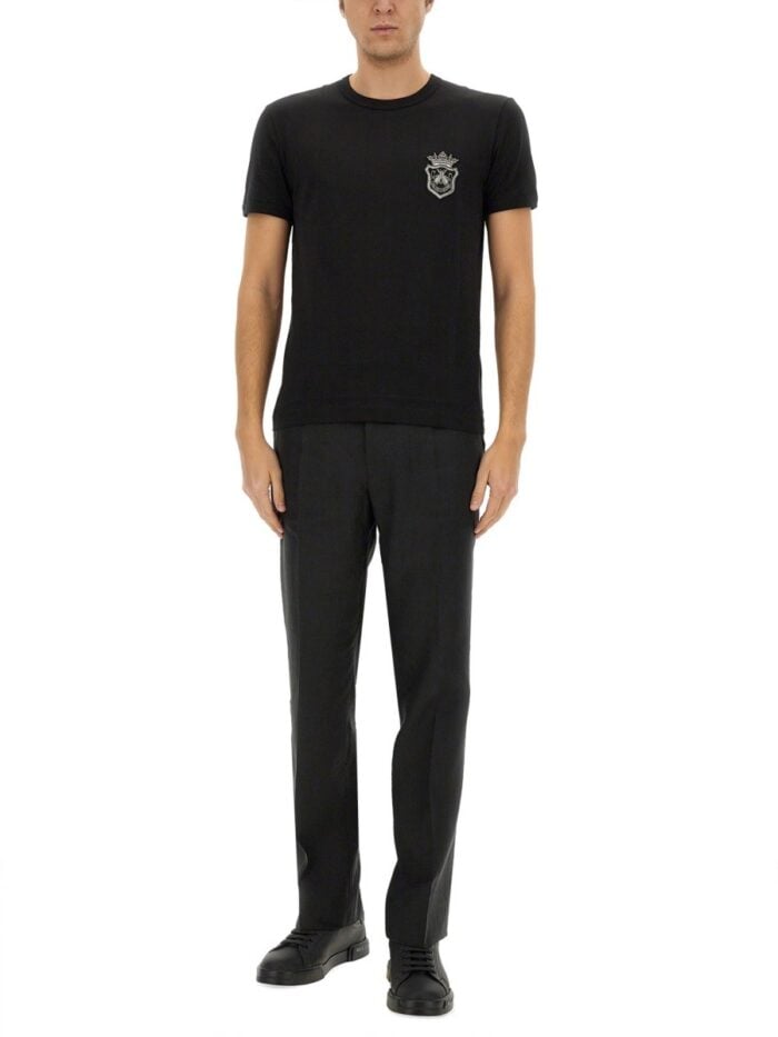 Dolce & Gabbana COTTON T-SHIRT WITH HERALDIC PATCH