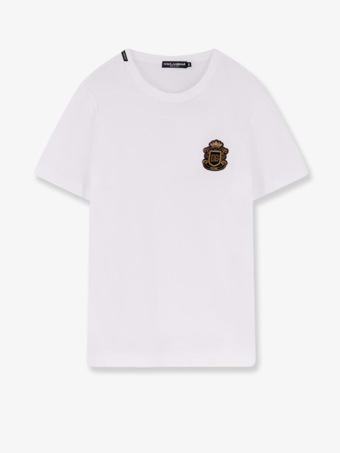 dolce & gabbana cotton t shirt with iconic logo patch Dolce & Gabbana Cotton T-shirt With Iconic Logo Patch