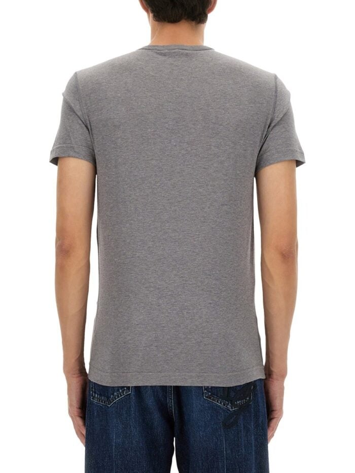Dolce & Gabbana COTTON T-SHIRT WITH LOGO PLAQUE