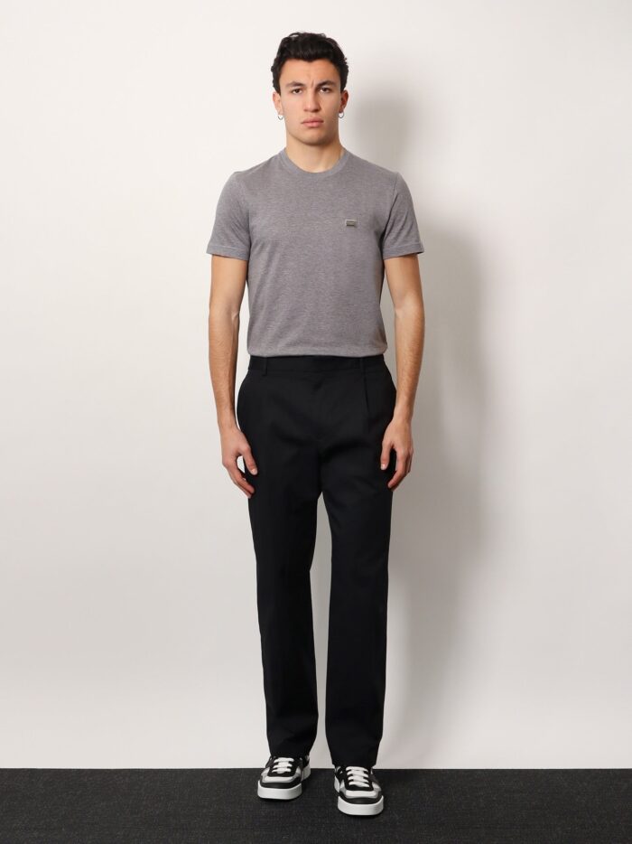 Dolce & Gabbana Cotton T-shirt With Metal Logo Detail