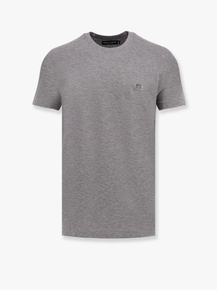 Dolce & Gabbana Cotton T-shirt With Metal Logo Detail