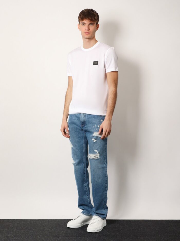 Dolce & Gabbana Cotton T-shirt With Metal Logo Patch