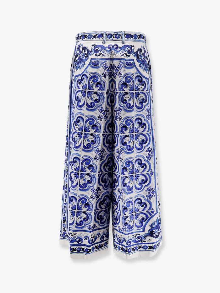 Dolce & Gabbana Cotton Trousers With Maiolica Print