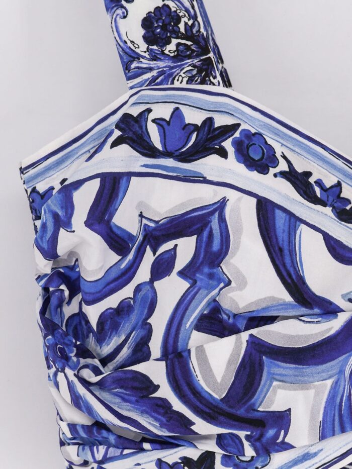 Dolce & Gabbana Cropped Cotton Top With Maiolica Print