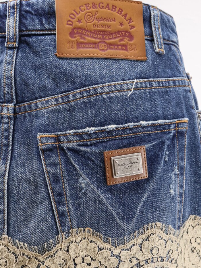 Dolce & Gabbana Denim Skirt With Lace