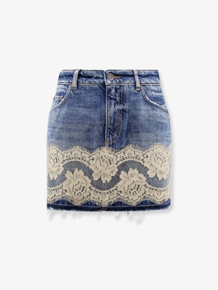 Dolce & Gabbana Denim Skirt With Lace