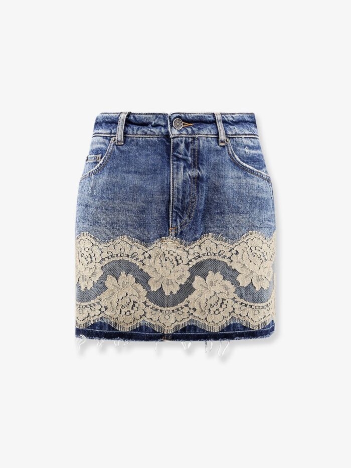dolce & gabbana denim skirt with lace Dolce & Gabbana Denim Skirt With Lace