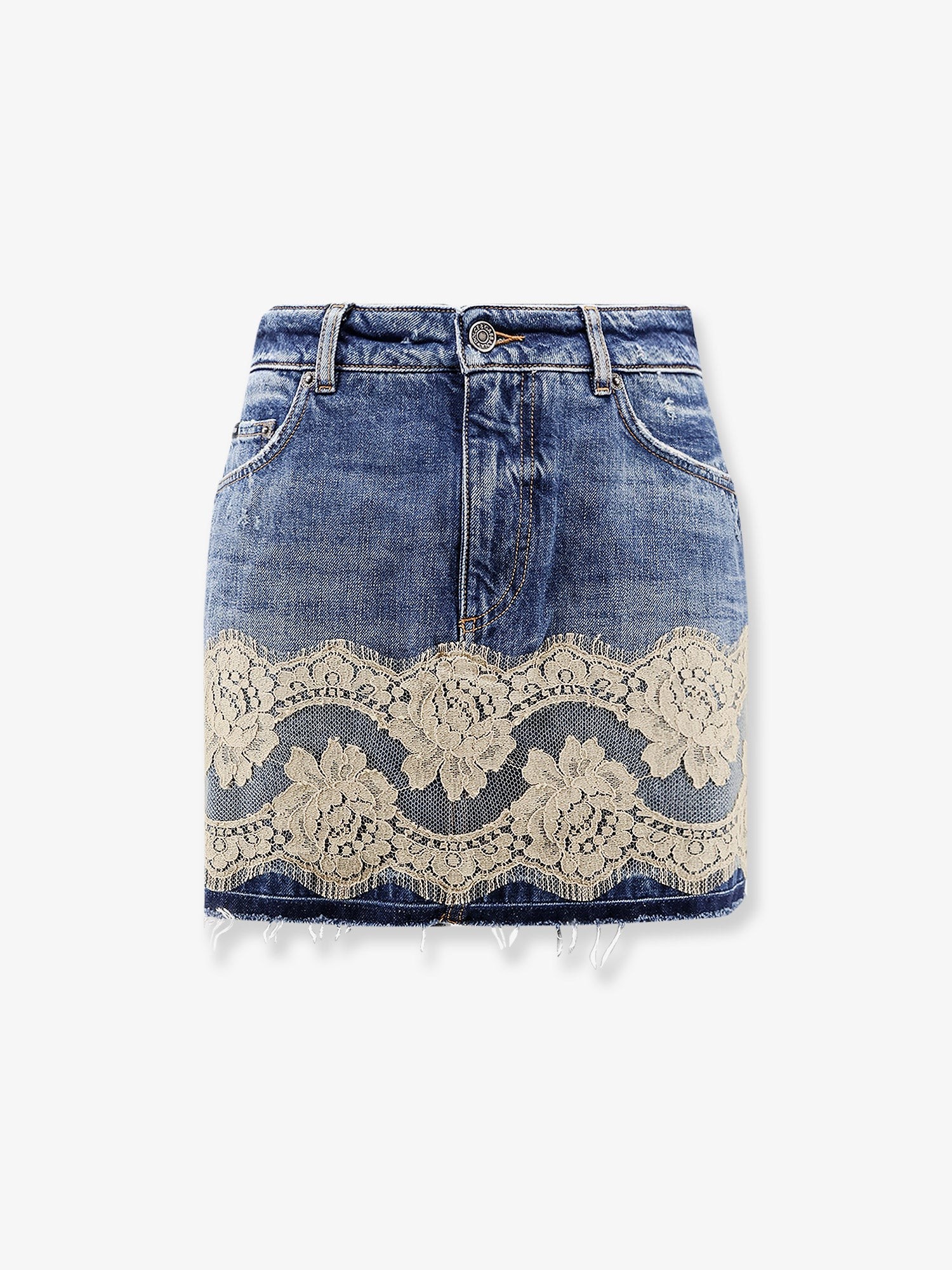 Dolce & Gabbana Denim Skirt With Lace