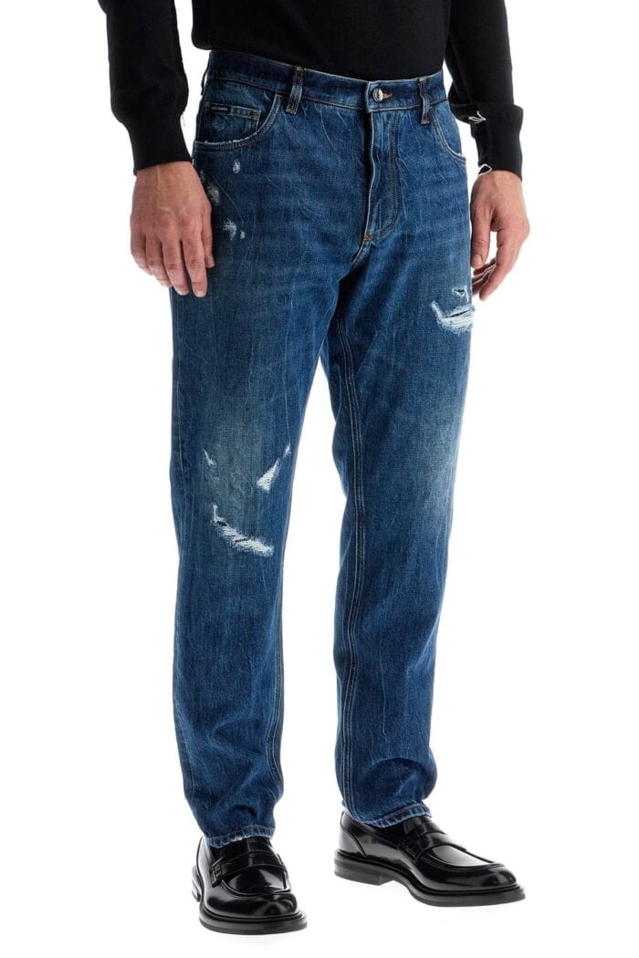 DOLCE & GABBANA Distressed Denim Loose Fit Jeans For