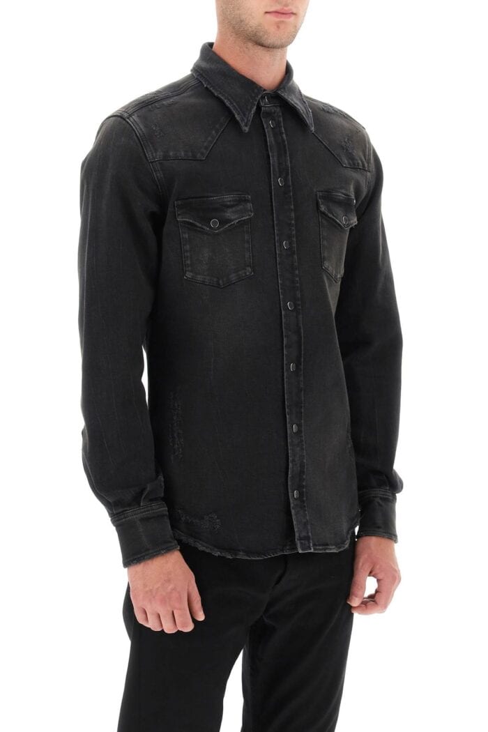 Dolce & Gabbana Distressed Denim Western Shirt