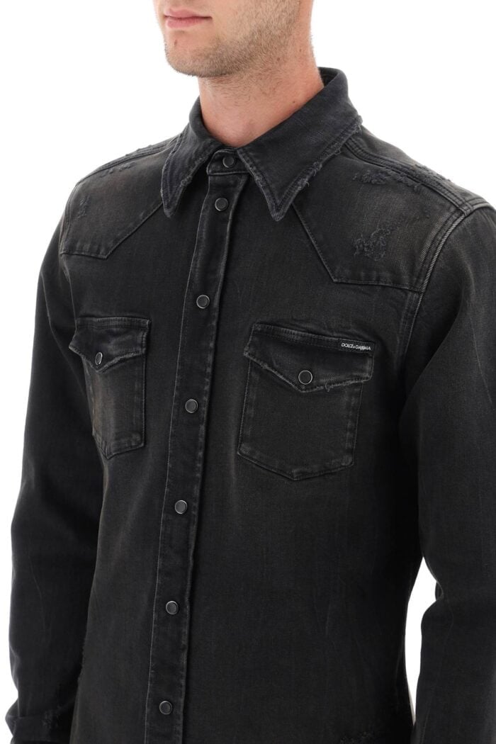 Dolce & Gabbana Distressed Denim Western Shirt