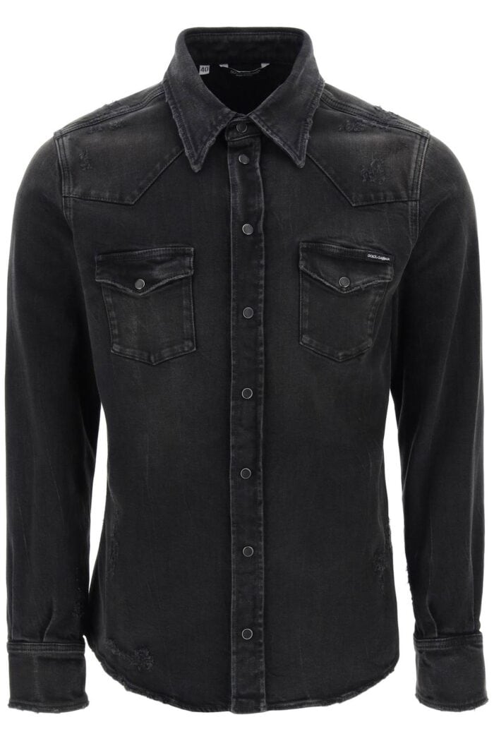 Dolce & Gabbana Distressed Denim Western Shirt