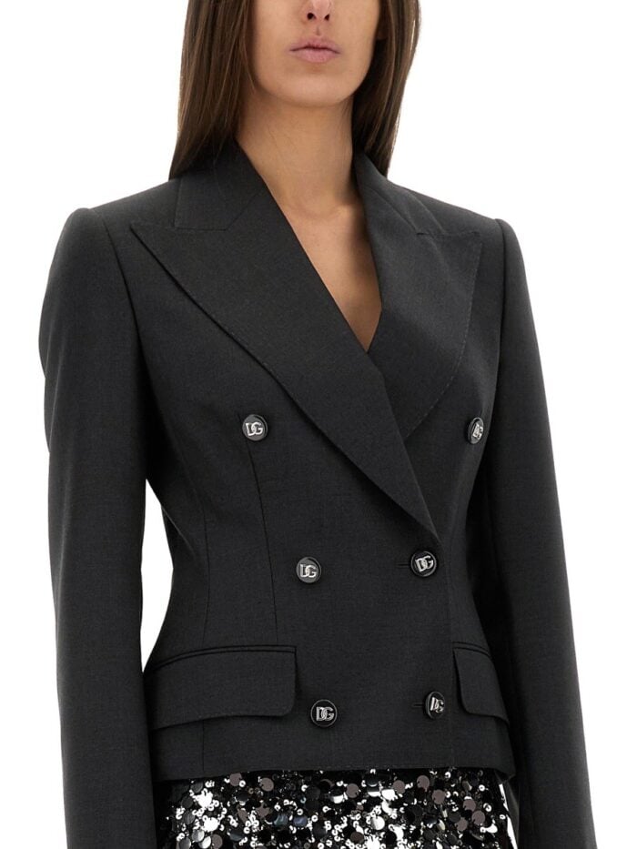 Dolce & Gabbana DOLCE DOUBLE-BREASTED JACKET WITH DG LOGO BUTTONS