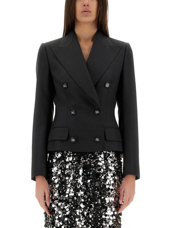 Dolce & Gabbana DOLCE DOUBLE-BREASTED JACKET WITH DG LOGO BUTTONS